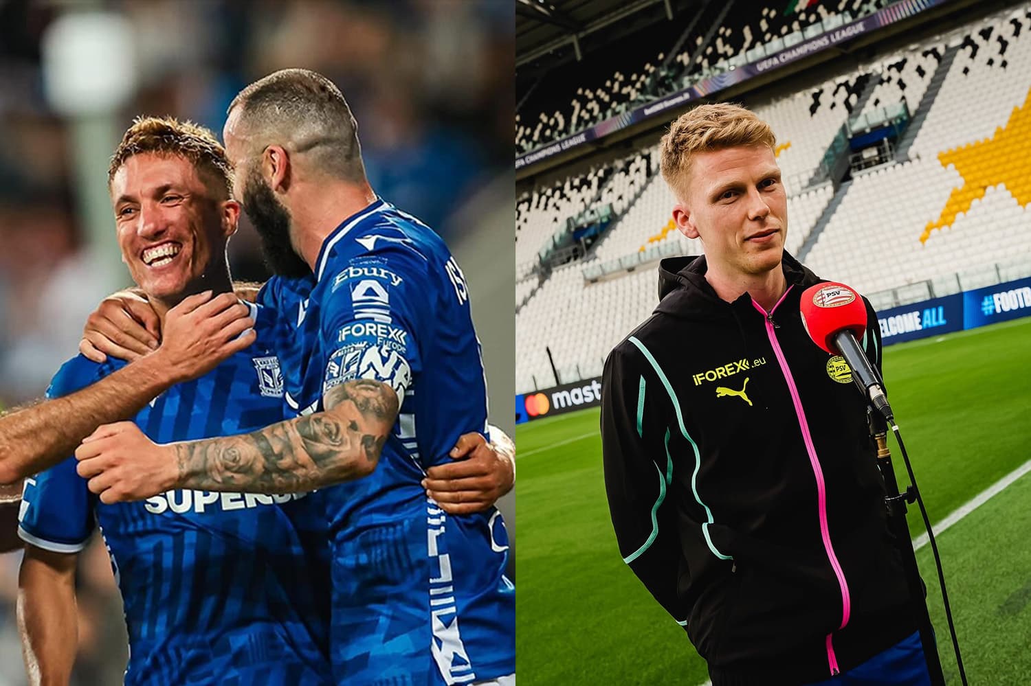 Lech Poznan players wearing iFOREX branded kit
